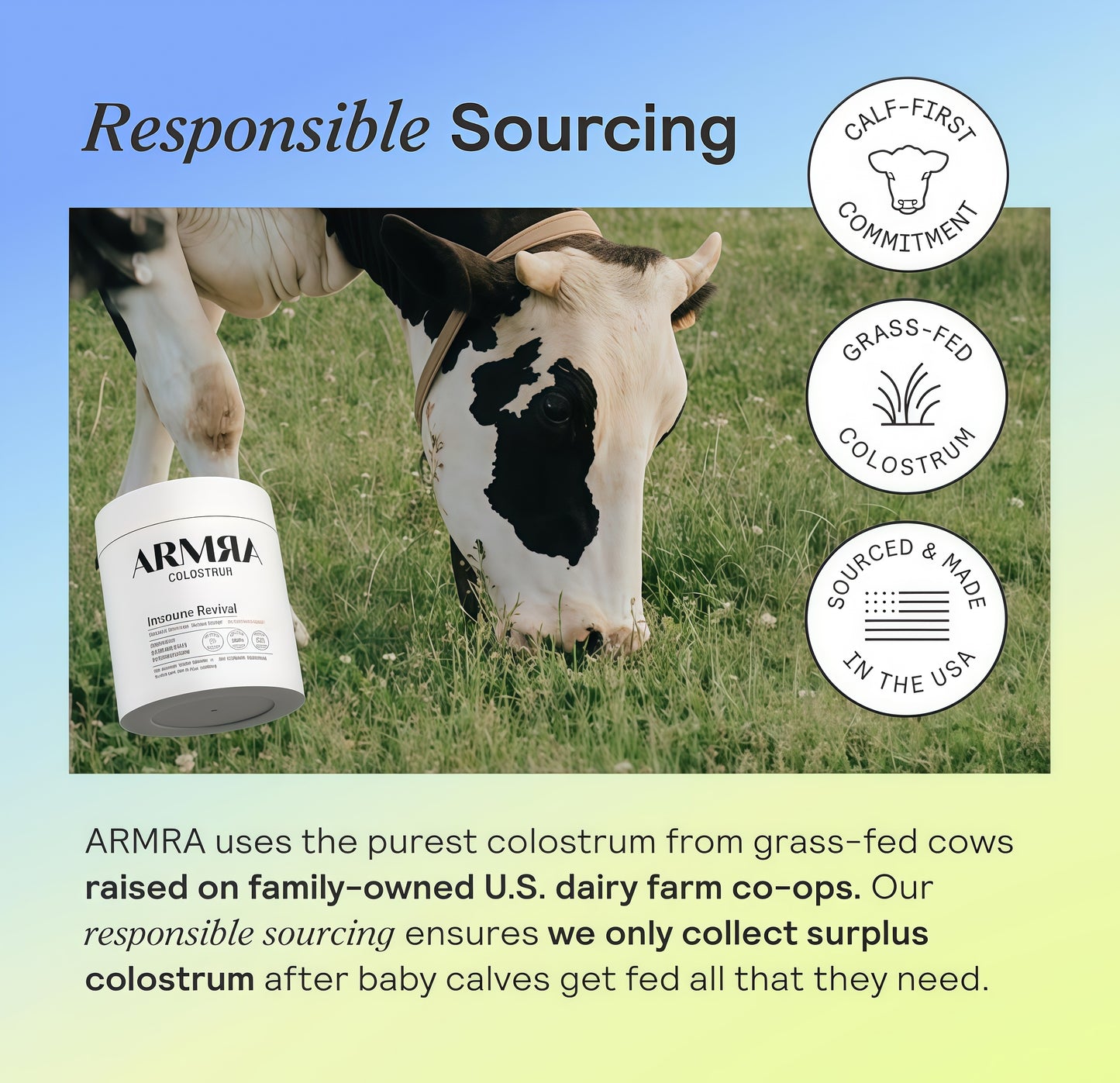 ARMRA Colostrum Powder |Unflavored |Gut Health & Bloating | Skin & Hair | Immunity|Keto, Gluten & Fat-Free |120 Servings